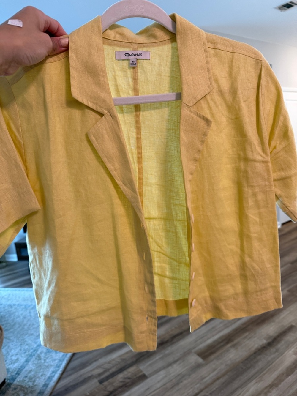 Madewell Lemon Yellow Linen Short-Sleeve Button Shirt